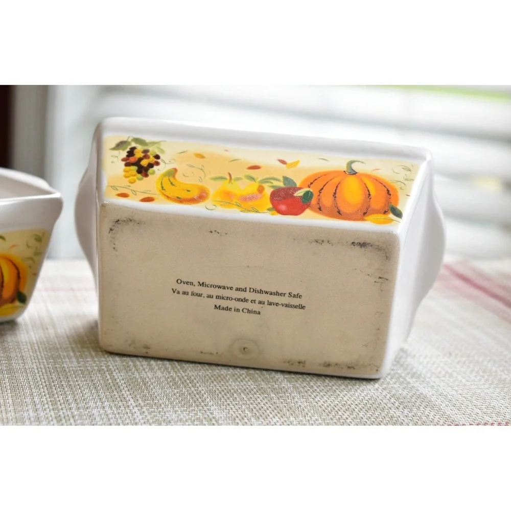 Vintage‎ Thanksgiving Mini Loaf Pans: Fall Motif Baking Dish, Set of Two